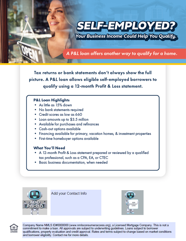 a white label flyer about bluepoints P&L loan program
